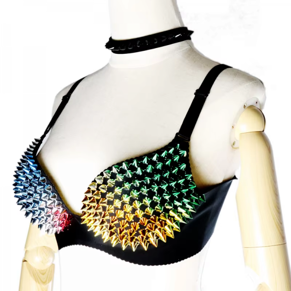 Handmade Rivets Bra Spike Studded Bra For Belly Dance Costumes - Image 2