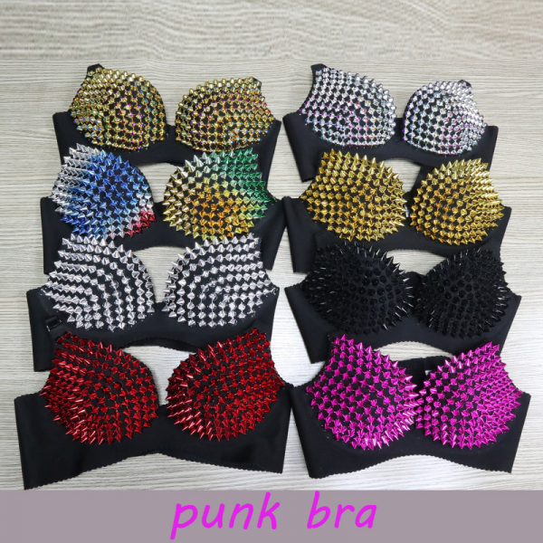 Women Sexy Gothic Punk Embellished Spike Bra - Image 5