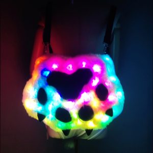 LED faux fur paw bagpack