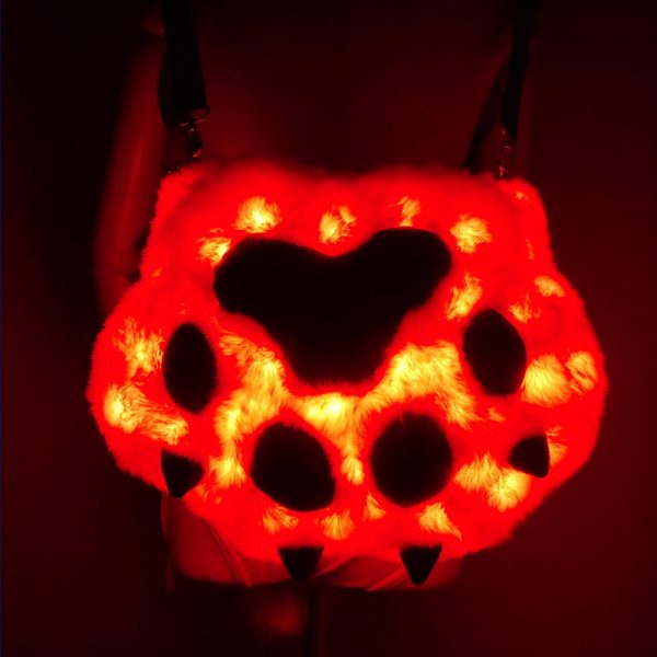 LED faux fur paw bagpack