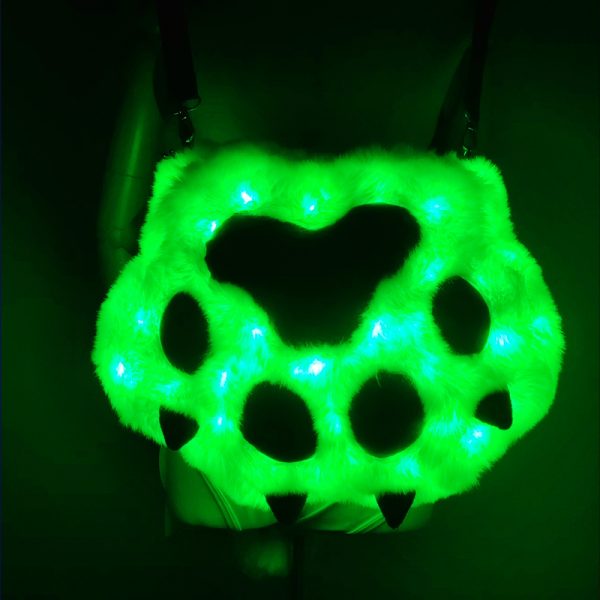 LED faux fur paw bagpack