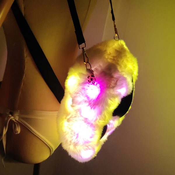 LED faux fur paw bagpack