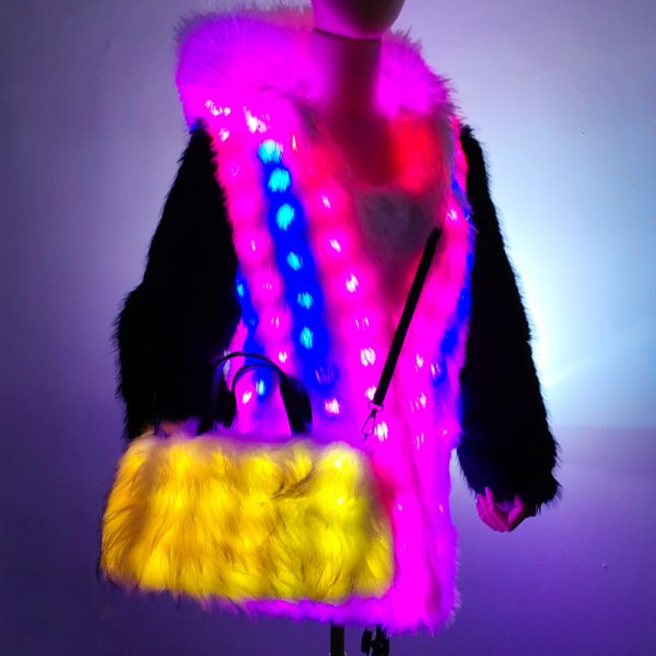 LED faux fur handbag