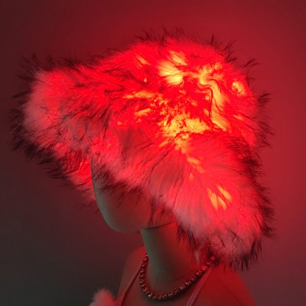 LED faux fur bucket hat