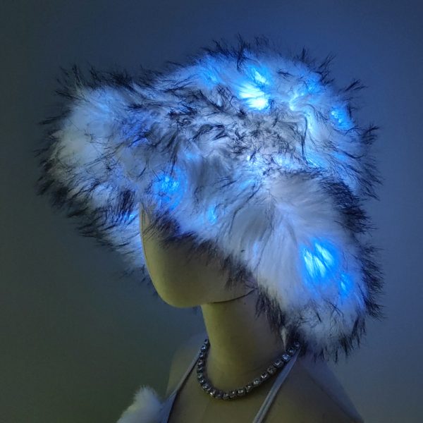 LED faux fur bucket hat