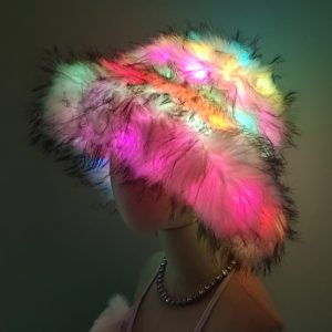 LED faux fur bucket hat