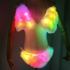 LED faux fur bikini