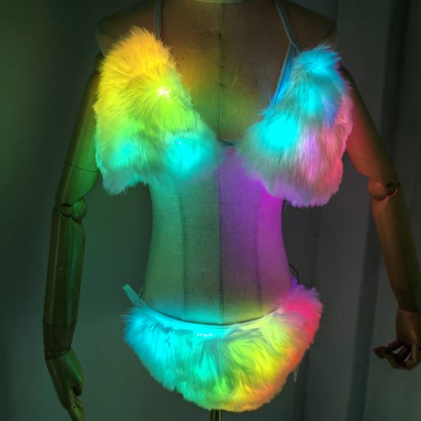 LED faux fur bikini