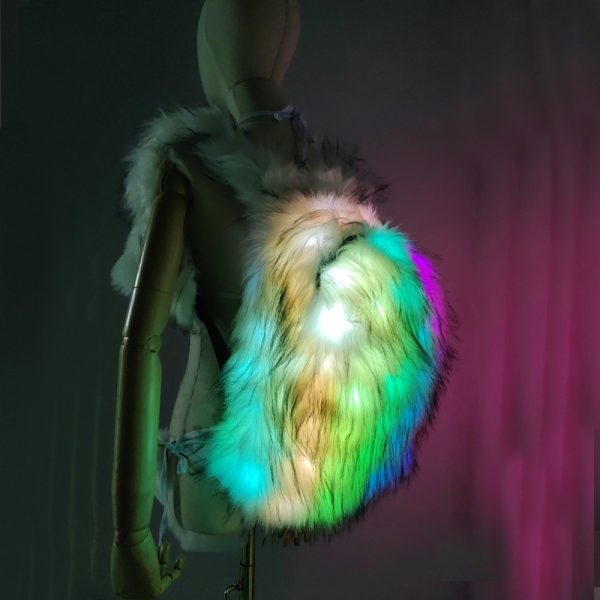 LED faux fur bagpack